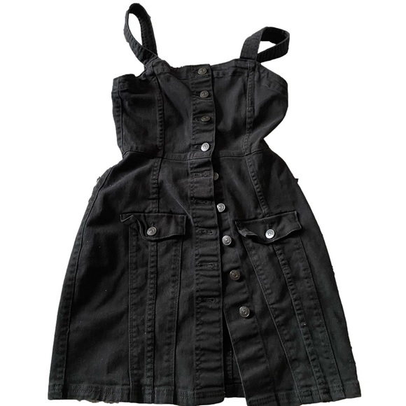 H&M black button up jean overall dress, size xs - Picture 1 of 3